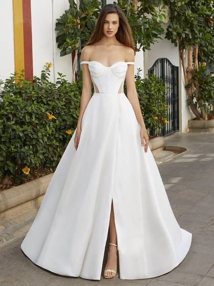 Simple Silk Mikado A-line Wedding Dress
